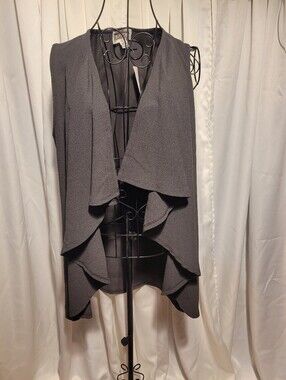 Madison & Berkeley Black Draped Open-Front Sleeveless Cardigan Vest